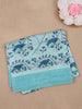 Light Blue Floral Designed Fancy Cotton Saree - Diadem