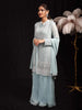 Light Blue Floral Embroidered Georgette Palazzo Salwar Suit