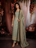 Light Blue Floral Printed Design Tussar Silk Unstitched Salwar Material with Dupatta