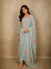 Light Blue Floral Thread Embroidered Design Cotton Unstitched Salwar Material with Dupatta