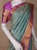 Light Blue Floral Woven Pure Kanchipuram Silk Saree - Diadem