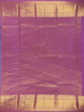Light Blue Floral Woven Pure Kanchipuram Silk Saree - Diadem