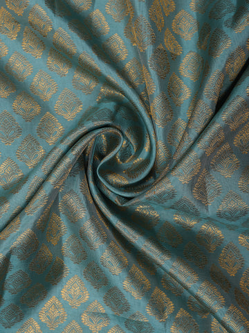 Light Blue Floral Woven Pure Kanchipuram Silk Saree - Diadem
