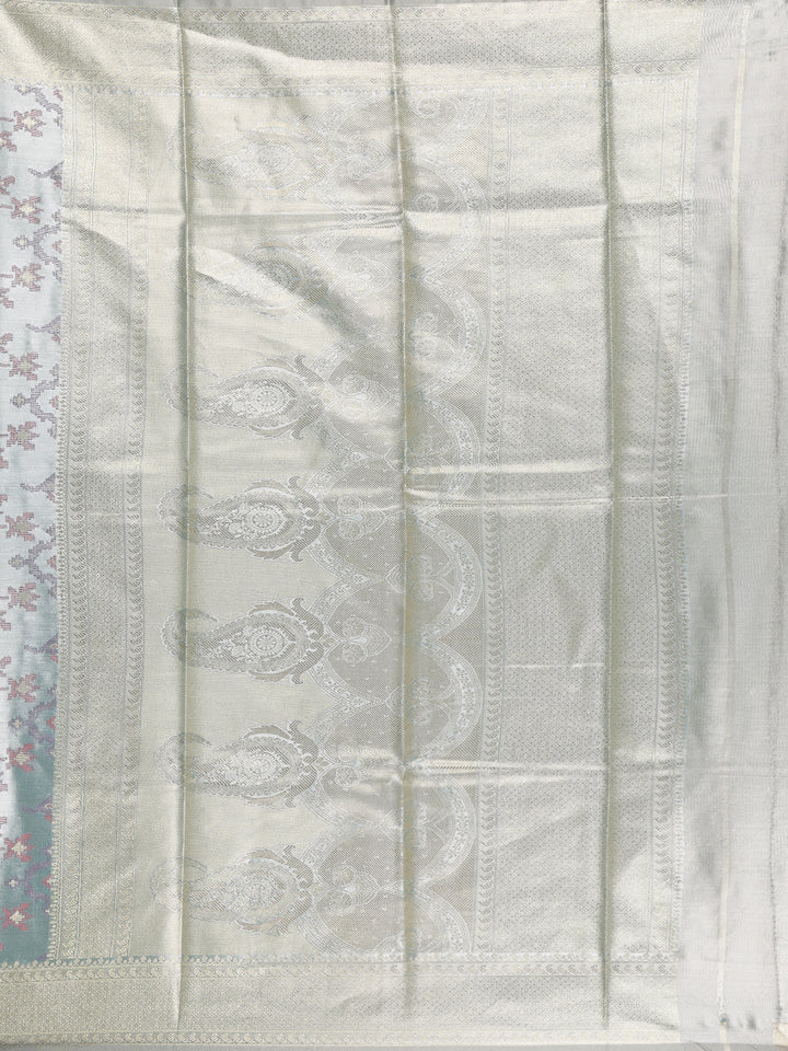Light Blue Ikat Woven Tissue Silk Saree - Diadem