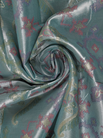 Light Blue Ikat Woven Tissue Silk Saree - Diadem
