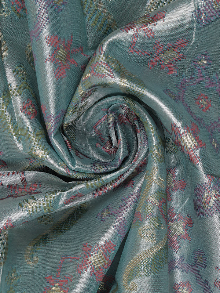 Light Blue Ikat Woven Tissue Silk Saree - Diadem
