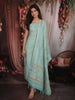 Light Blue Nature Inspired Printed Design Cotton Unstitched Salwar Material with Dupatta