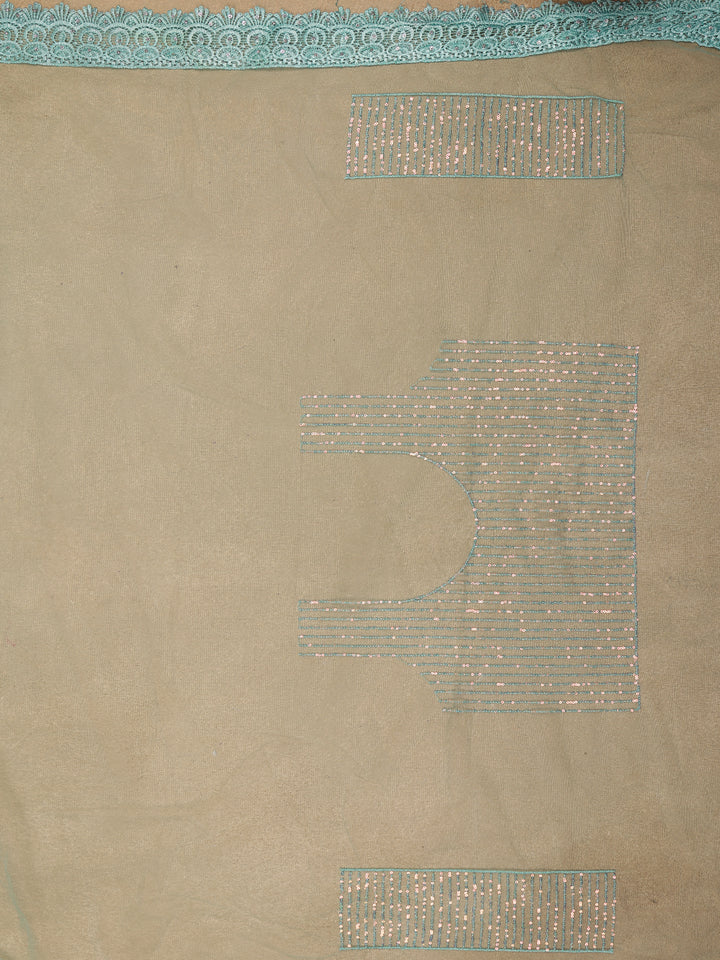 Light Blue Sequin Embellishment Organza Saree - Diadem