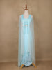 Light Blue Sequins Beaded Embroidery Georgette Palazzo Suit - Diadem