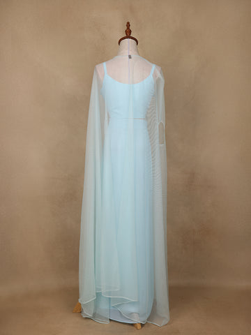 Light Blue Sequins Beaded Embroidery Georgette Palazzo Suit - Diadem