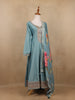 Light Blue Sequins Designed Floral Print Tussar Silk Salwar Suit - Diadem