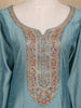 Light Blue Sequins Designed Floral Print Tussar Silk Salwar Suit - Diadem