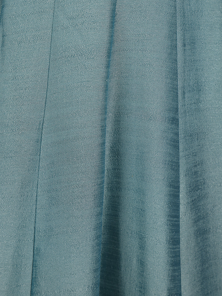 Light Blue Sequins Designed Floral Print Tussar Silk Salwar Suit - Diadem