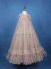 Beige Floral Design Sequins Work Net Gown