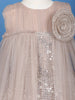 Beige Floral Design Sequins Work Net Gown
