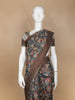 Light Brown Floral Designed Chanderi Cotton Saree - Diadem