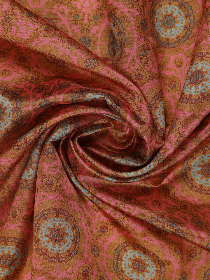 Light Brown Floral Designed Kora Printed Saree - Diadem