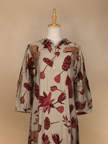 Light Brown Floral Designed Salwar Suit - Diadem
