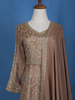 Light Brown Floral Embroidered Cotton Lehenga - Diadem