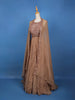 Light Brown Sequins Beaded Neted Lehenga Paired with Dupatta
