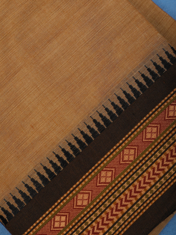 Light Brown Plain Cotton Saree - Diadem