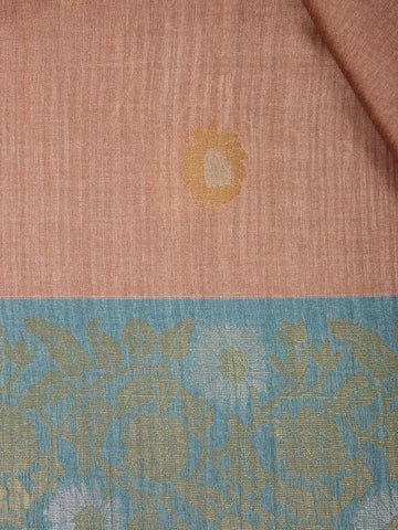 Light Brown Semi Tussar Silk Floral Designed Saree - Diadem