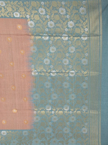 Light Brown Semi Tussar Silk Floral Designed Saree - Diadem