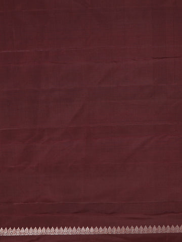 Light Brown Stripes And Floral Woven Pure Kanchipuram Silk Saree - Diadem