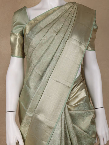 Light Green Abstract Woven Pure Kanchipuram Silk Saree - Diadem
