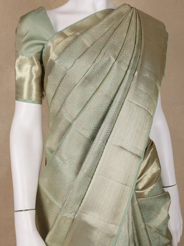 Light Green Abstract Woven Pure Kanchipuram Silk Saree - Diadem