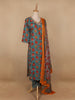 Light Green Floral Designed Cotton Salwar Suit - Diadem