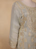 Light Green Floral Designed Tissue Organza Salwar Suit - Diadem