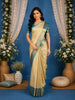 Light Green Floral Woven Pure Kanchipuram Silk Saree with Zari Border
