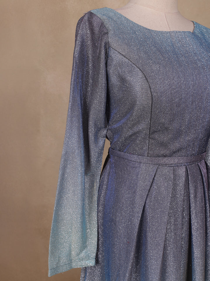 Ombre Effect Shimmer Glitter Party Wear Gown - Diadem