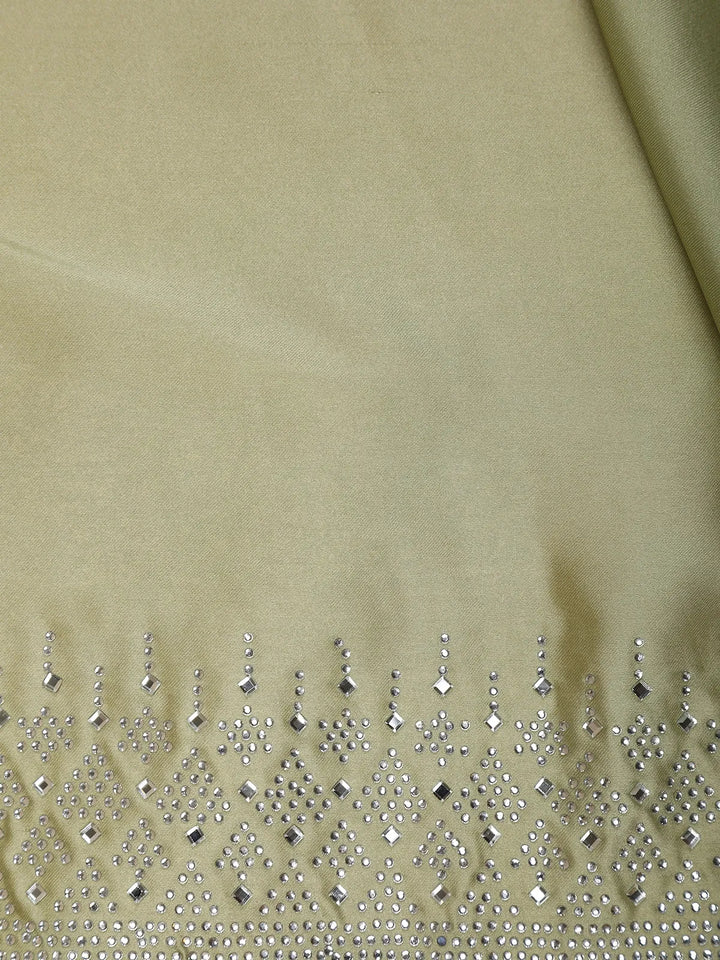 Light Green Solid Satin Fancy Saree with Designed Border - Diadem