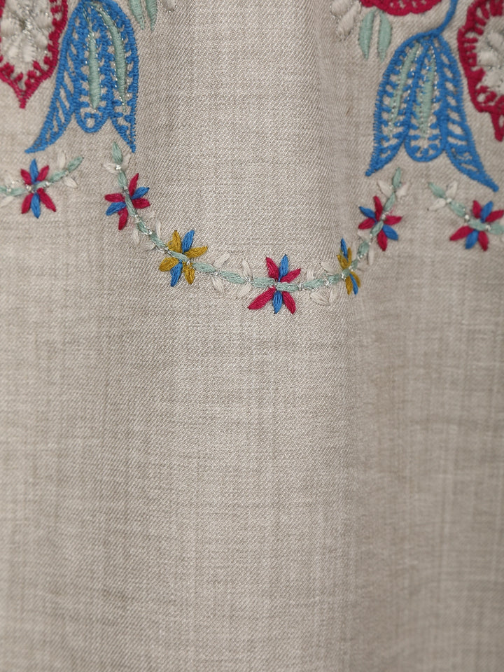 Light Grey Floral Designed Cotton Salwar Suit - Diadem