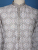 Light Grey Geometric Embroidered Kurta with Sequin Detailing - Diadem