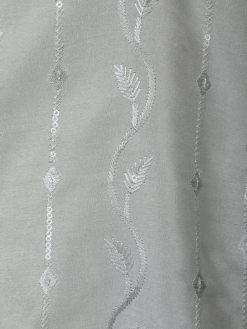 Light Grey Thread Embroidered Kurta Set , With Pant - Diadem