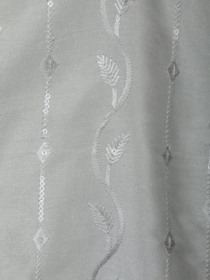 Light Grey Thread Embroidered Kurta Set , With Pant - Diadem