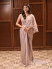 Light Lavender Floral Sequin Embroidered Design Shimmer Ready To Wear Saree with Designer Blouse