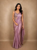 Light Lavender Solid Design Georgette Ready To Wear Saree with Designer Blouse