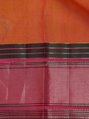 Light Orange Floral Woven Pure Kanchipuram Silk Saree - Diadem
