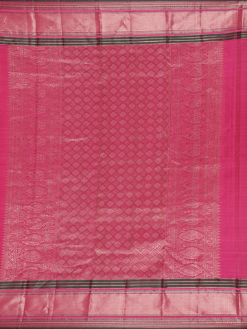 Light Orange Floral Woven Pure Kanchipuram Silk Saree - Diadem