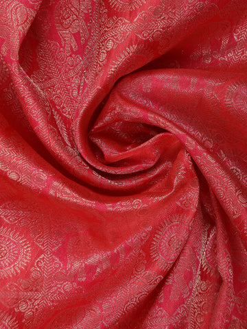 Light Orange Floral Woven Pure Kanchipuram Silk Saree - Diadem