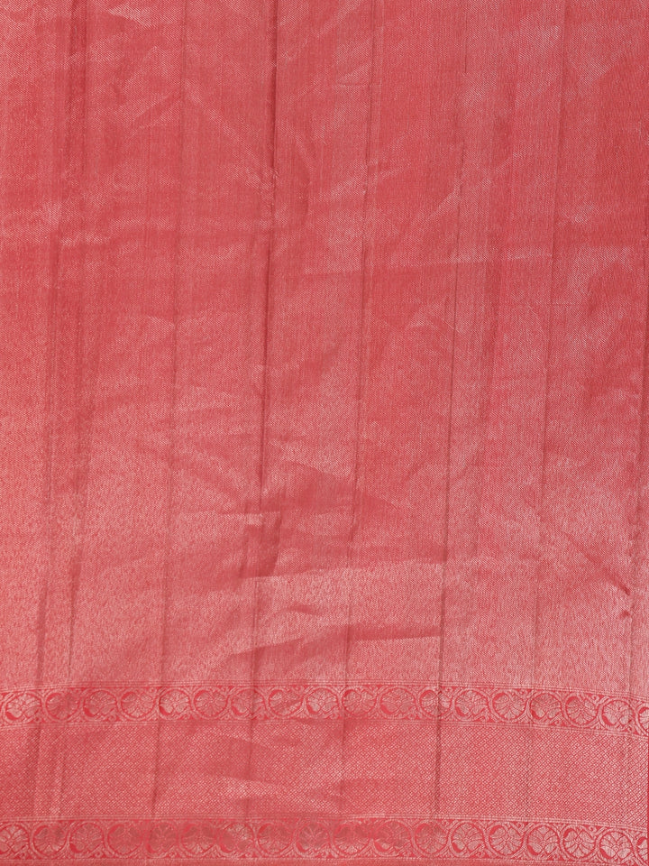 Light Orange Floral Woven Pure Kanchipuram Silk Saree - Diadem