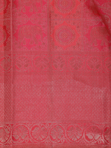 Light Orange Floral Woven Pure Kanchipuram Silk Saree - Diadem