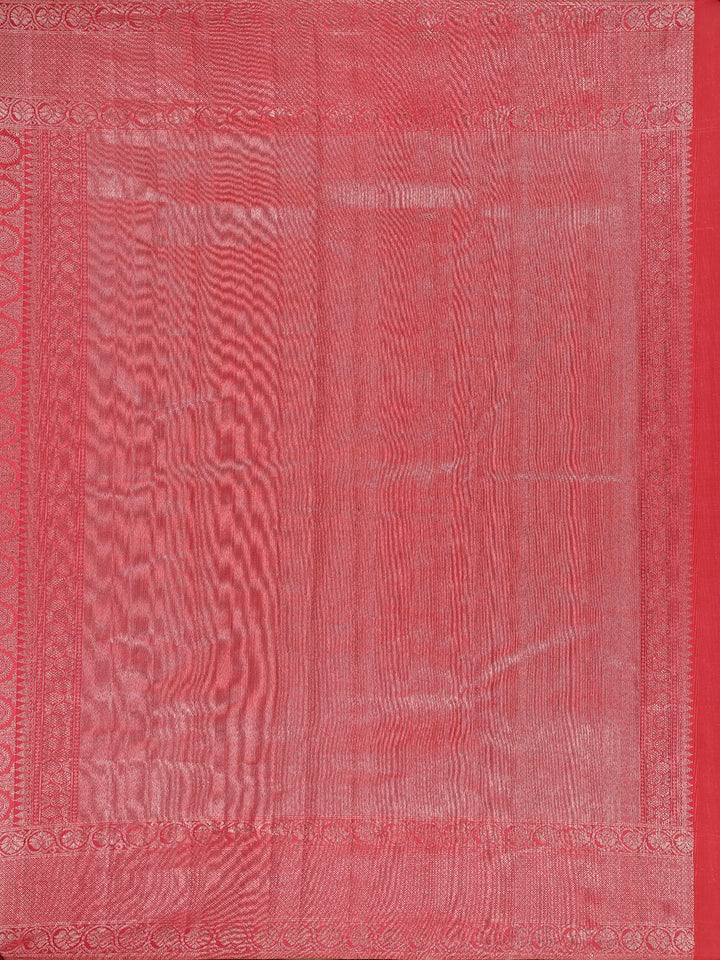 Light Orange Floral Woven Pure Kanchipuram Silk Saree - Diadem