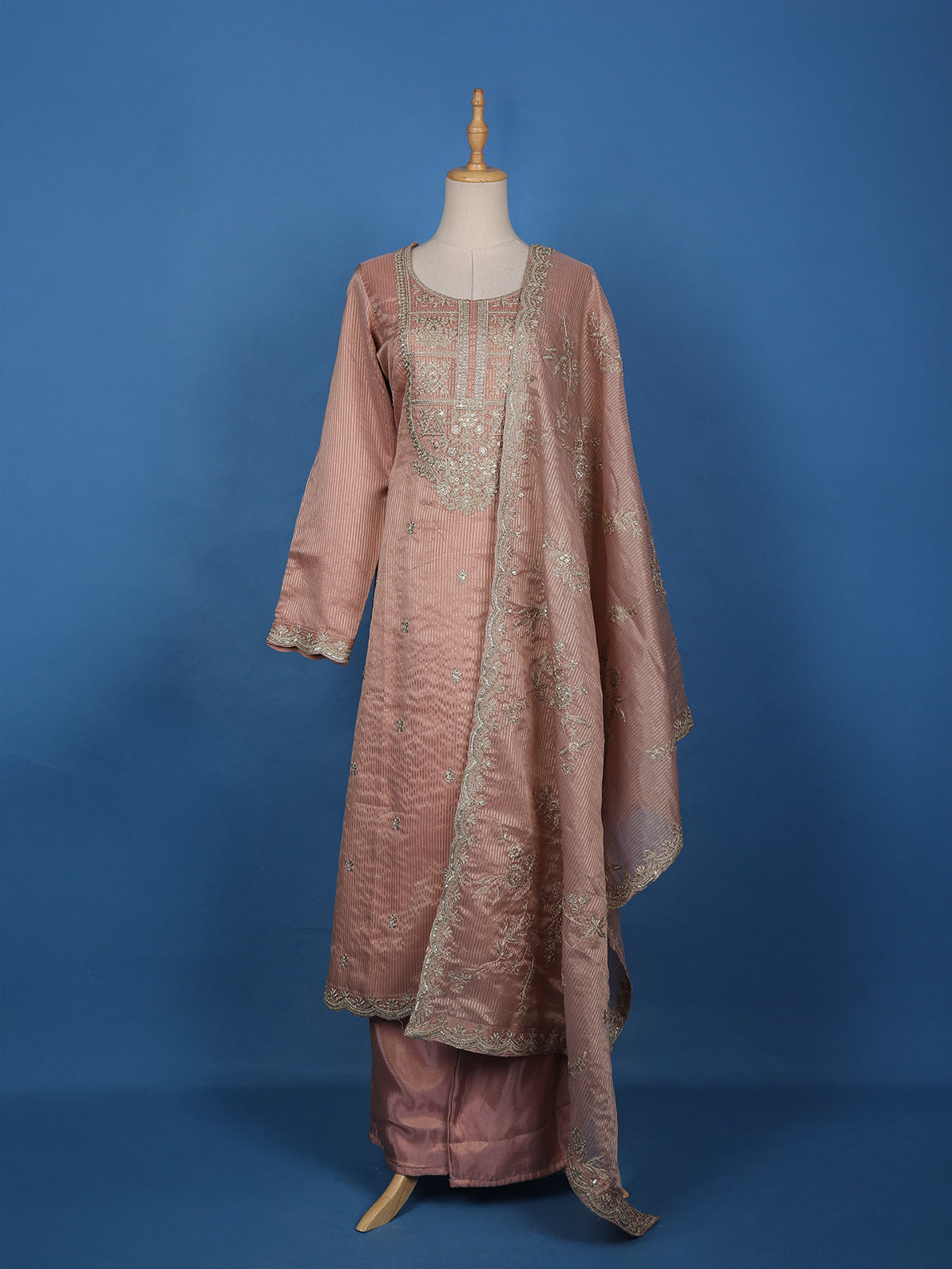 Light Peach Floral Designed Georgette Salwar Suit - Diadem