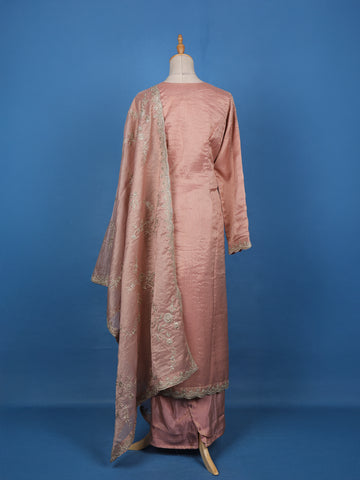 Light Peach Floral Designed Georgette Salwar Suit - Diadem