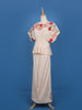 Light Peach Floral Designed Net Salwar Suit